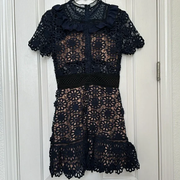 XUEYUANFENG BLUE LACE DRESS Size M - Picture 5 of 5